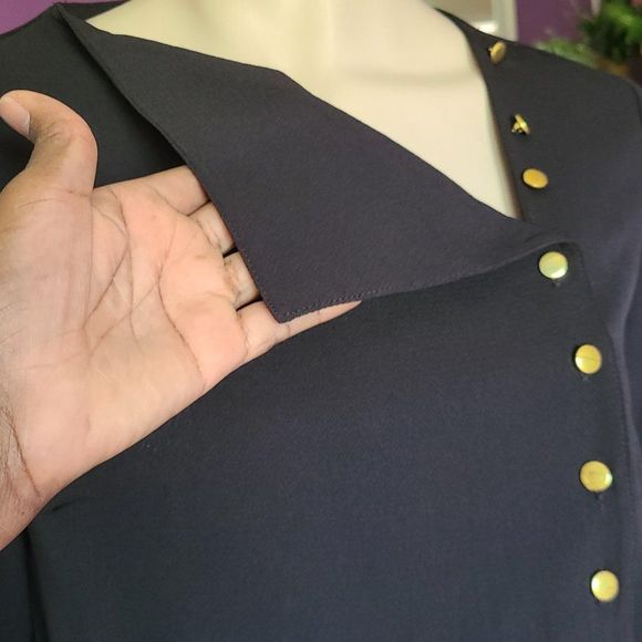 Black Assymetric Collar Blouse - Picture 2 of 4